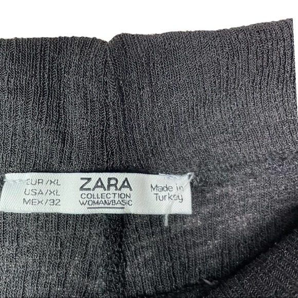 Zara Soft knit semi Sheer pull on wide leg black pants size XL extra large VGUC - Picture 10 of 16